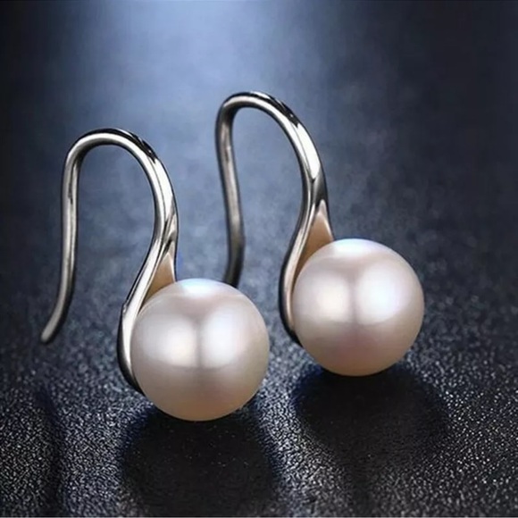 925 Silver Drop Earrings for Women White Pearl - Picture 2 of 4